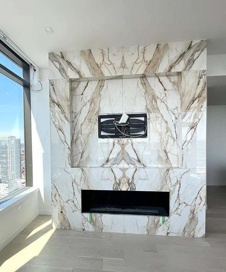 Custom countertop projects marble granite fireplace