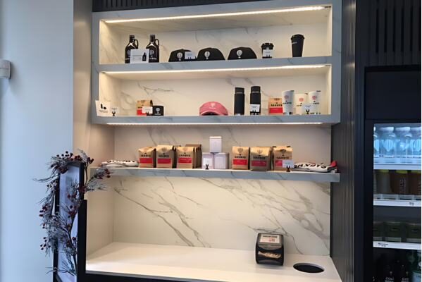 Custom marble granite shelving for businesses