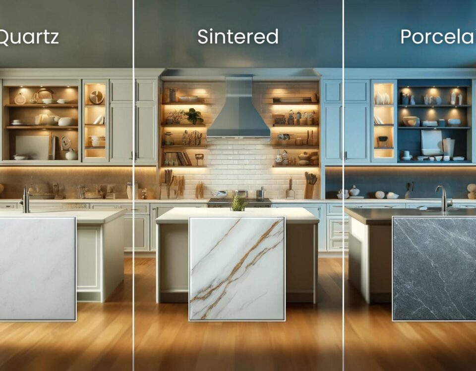 quartz countertop vs sintered vs porcelain countertop